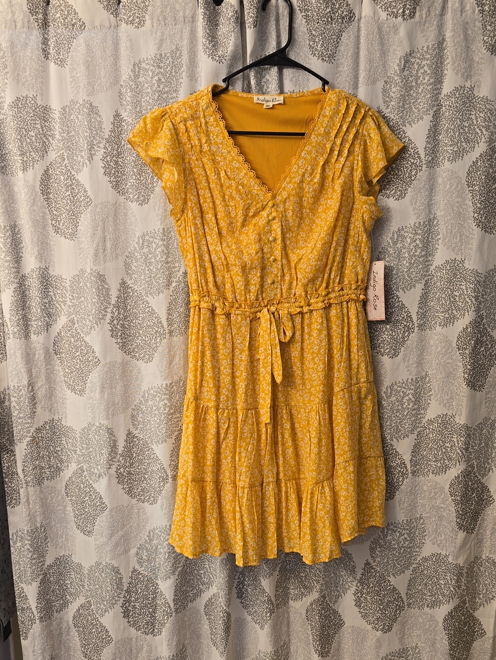 Sunday Best Yellow Floral Tie-Front Mini Dress